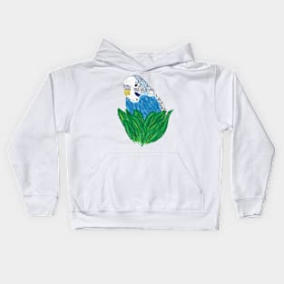 Nice Artwork showing a Blue Budgie VI Kids Hoodie